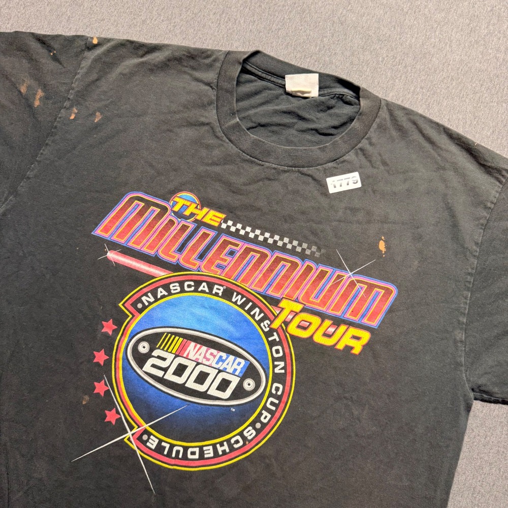 Vintage Nascar Winston Cup Series 2000 Millennium Tour Schedule T-Shirt Black XL